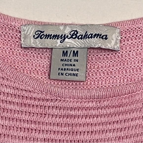Tommy Bahama Bonita Rib Sequin Light Pink Boat Neck Cotton Blend Sweater size M - Picture 3 of 7